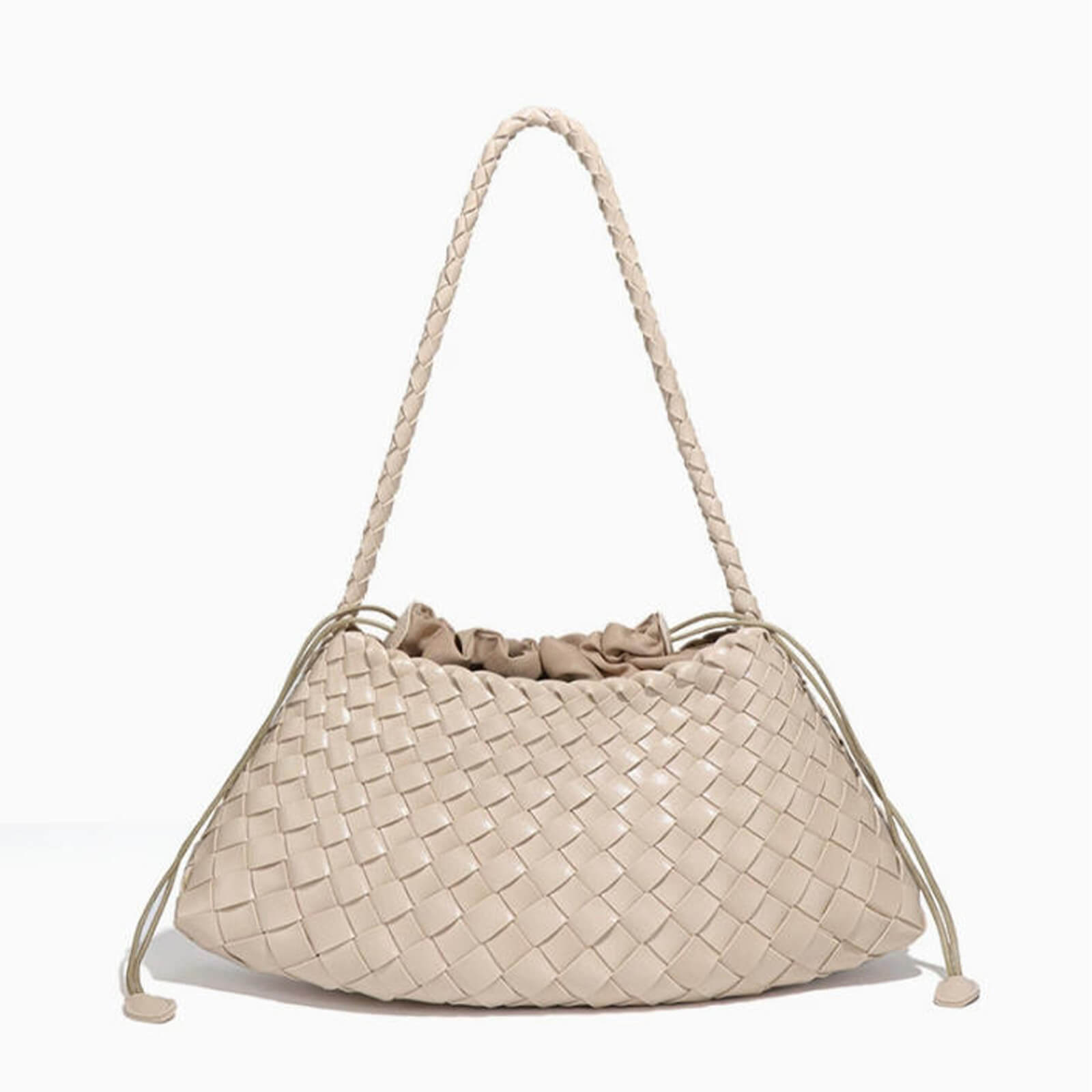 Leather Shoulder Bag - Textured Crossbody Bag with Decorative Top Handle