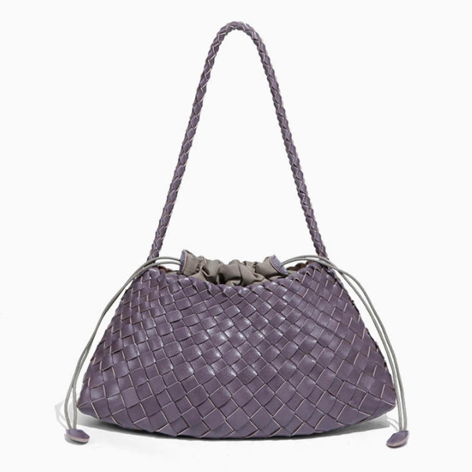 Leather Shoulder Bag - Textured Crossbody Bag with Decorative Top Handle