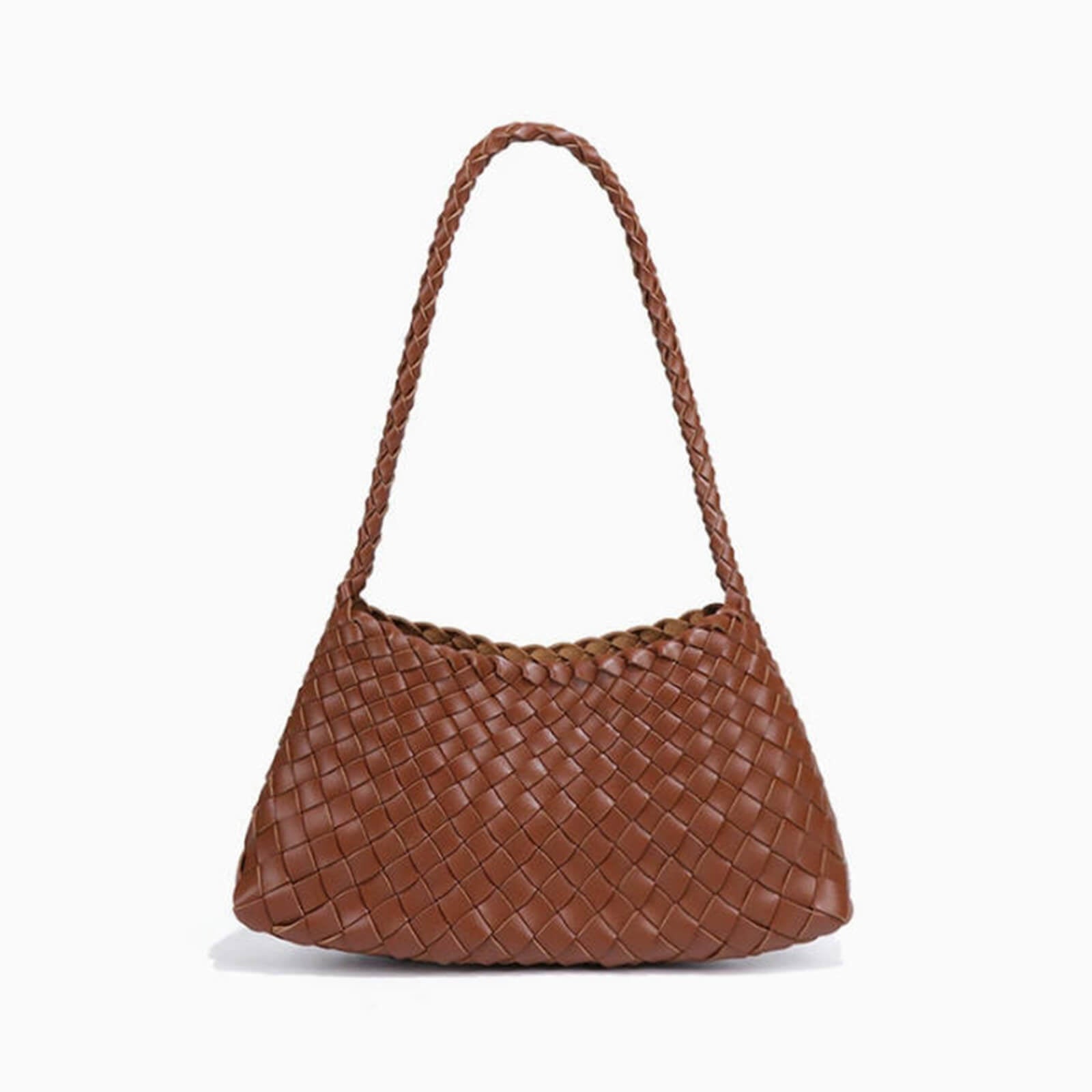 Leather Shoulder Bag - Textured Crossbody Bag with Decorative Top Handle