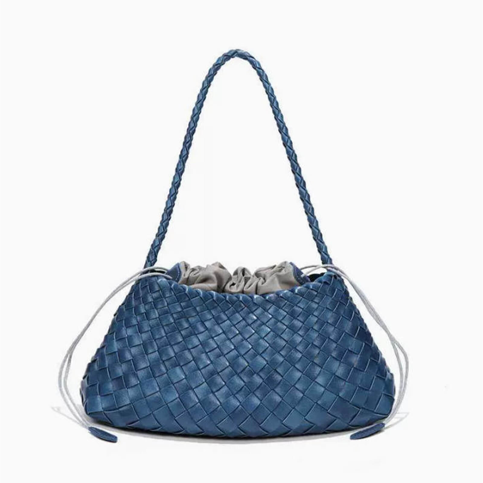 Leather Shoulder Bag - Textured Crossbody Bag with Decorative Top Handle
