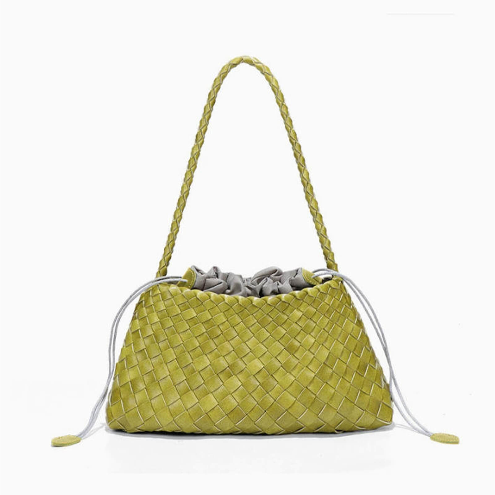 Leather Shoulder Bag - Textured Crossbody Bag with Decorative Top Handle