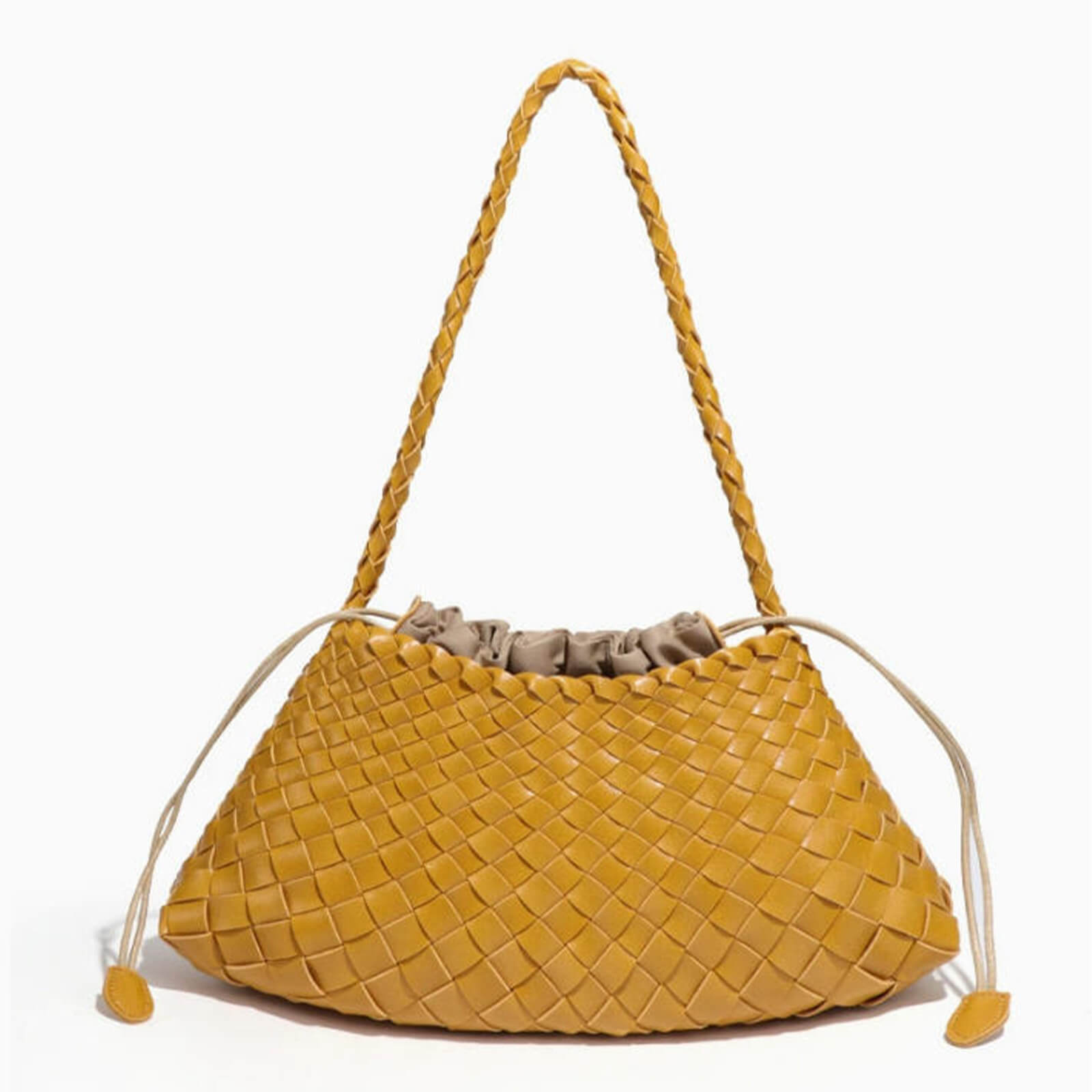 Leather Shoulder Bag - Textured Crossbody Bag with Decorative Top Handle