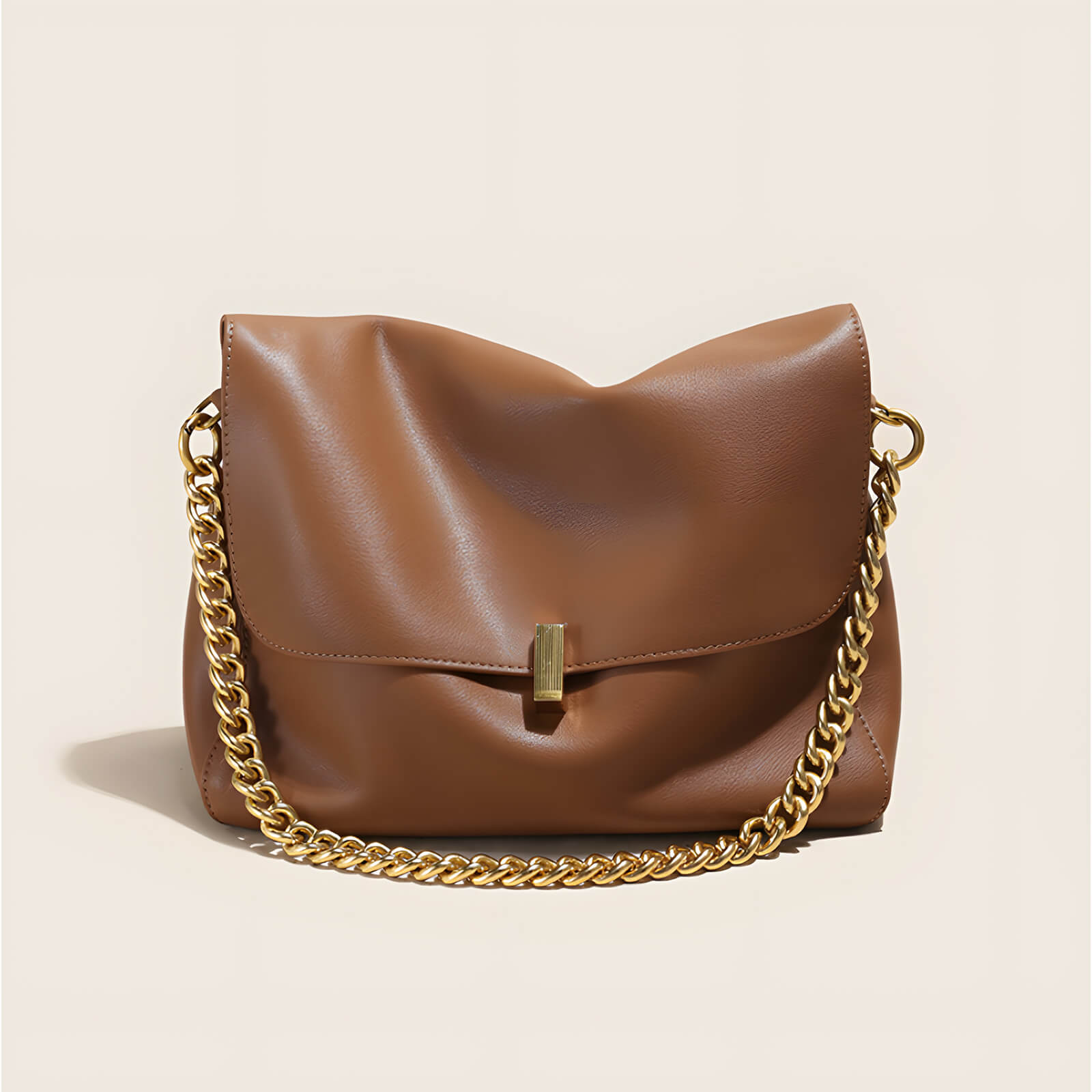 Large Soft Leather Chain Shoulder Bag | Oversized Tote Bag for Work
