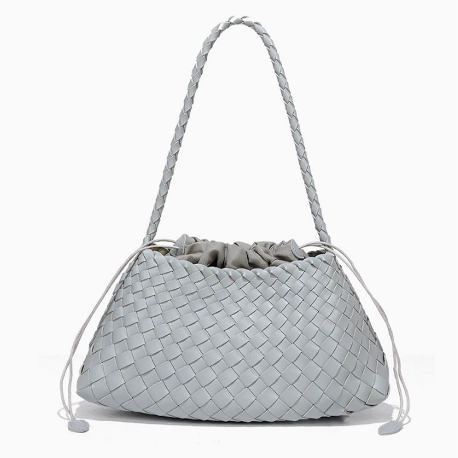 Leather Shoulder Bag - Textured Crossbody Bag with Decorative Top Handle