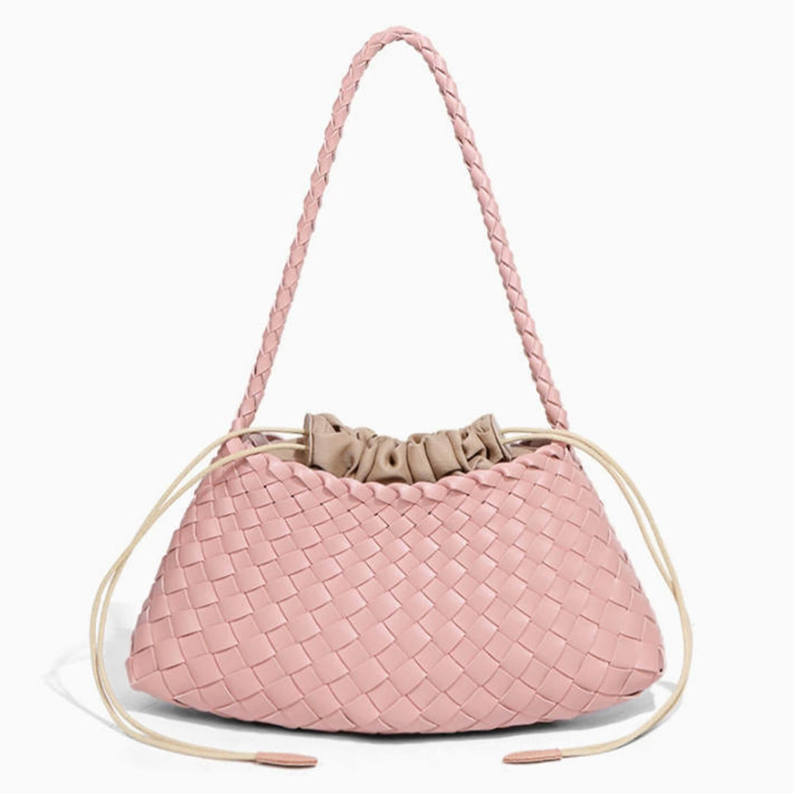 Leather Shoulder Bag - Textured Crossbody Bag with Decorative Top Handle