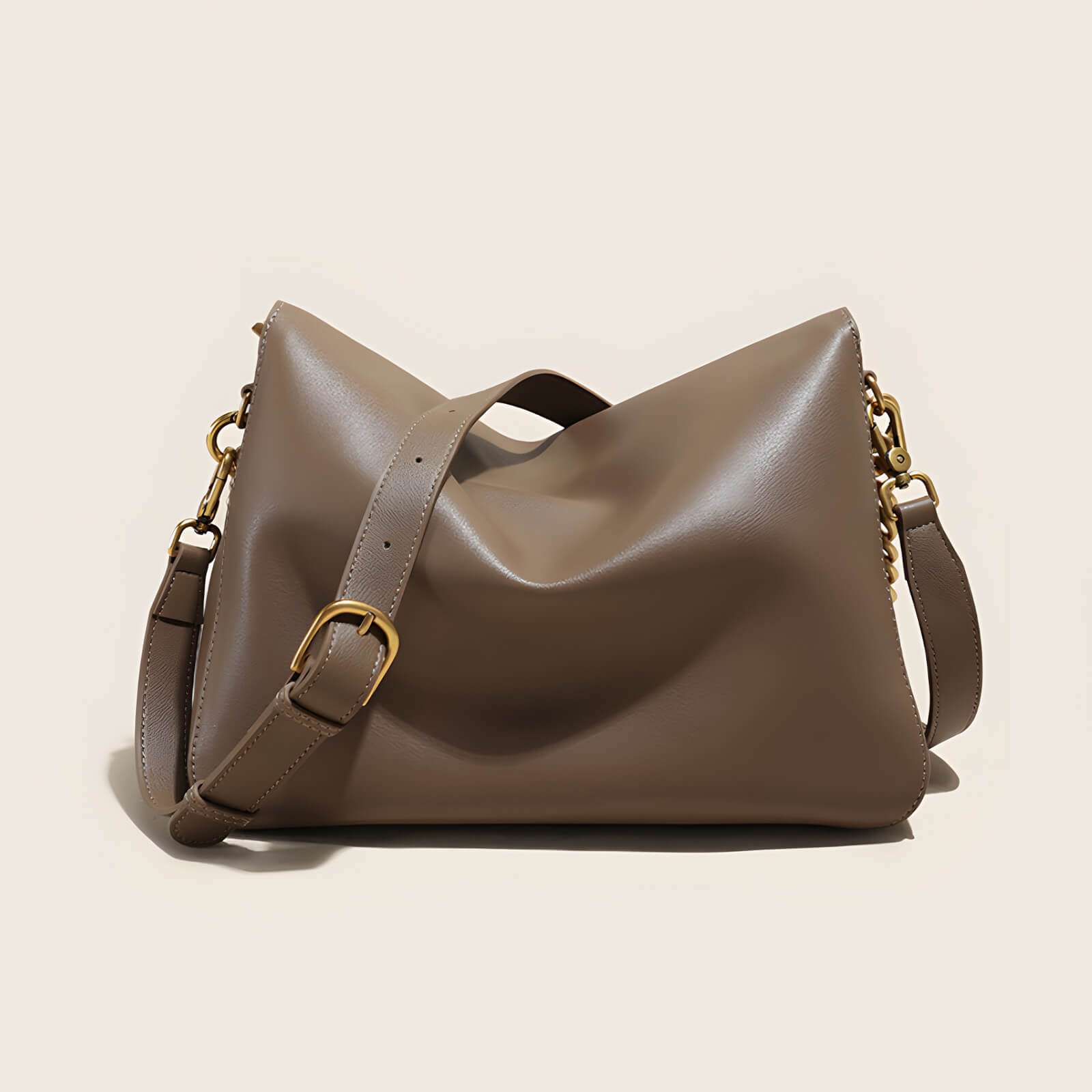 adjustable chain strap leather tote bag