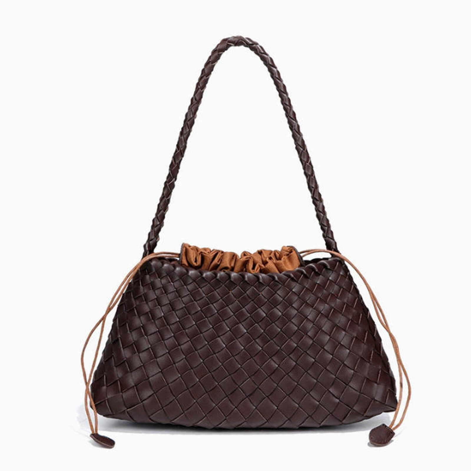 Leather Shoulder Bag - Textured Crossbody Bag with Decorative Top Handle