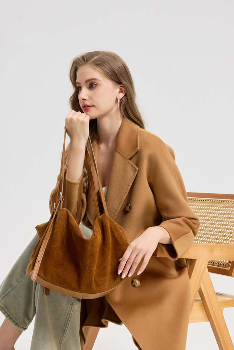 brushed leather pillow bag large