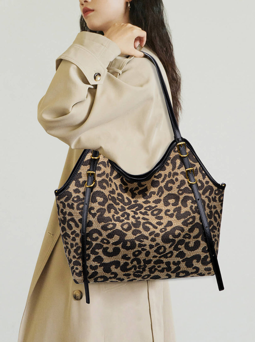 canvas leopard purse