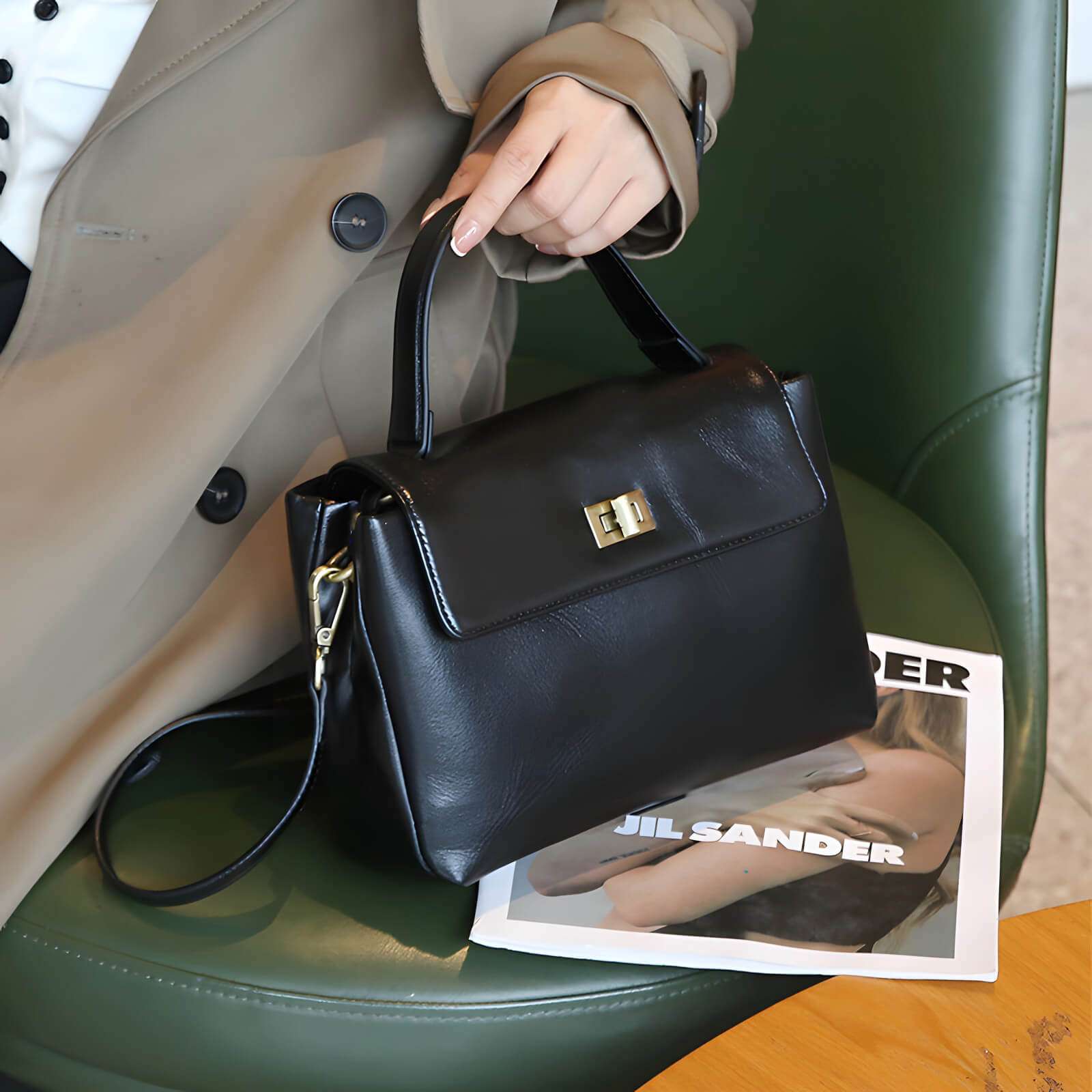 full grain leather crossbody bag women