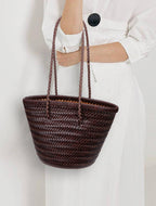 genuine leather bucket bag