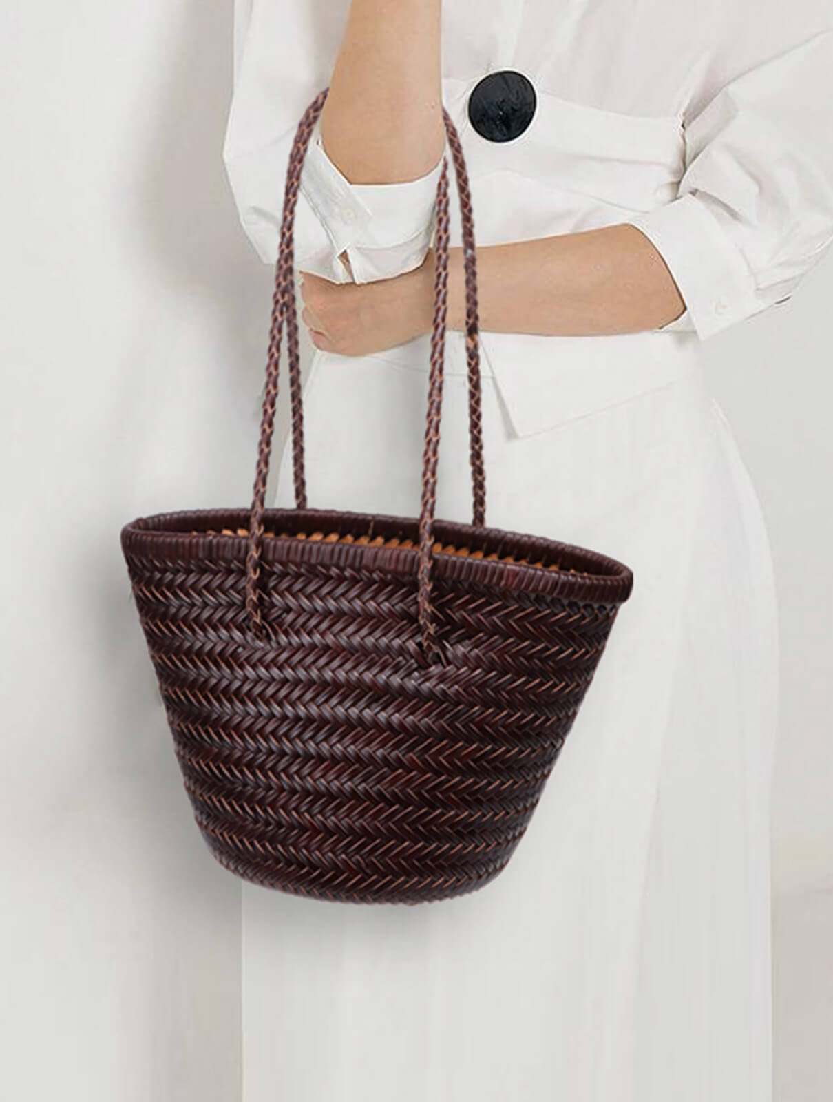 genuine leather bucket bag