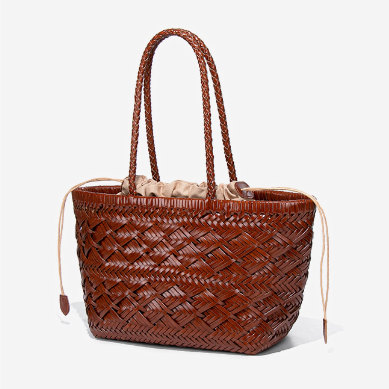 genuine leather woven tote
