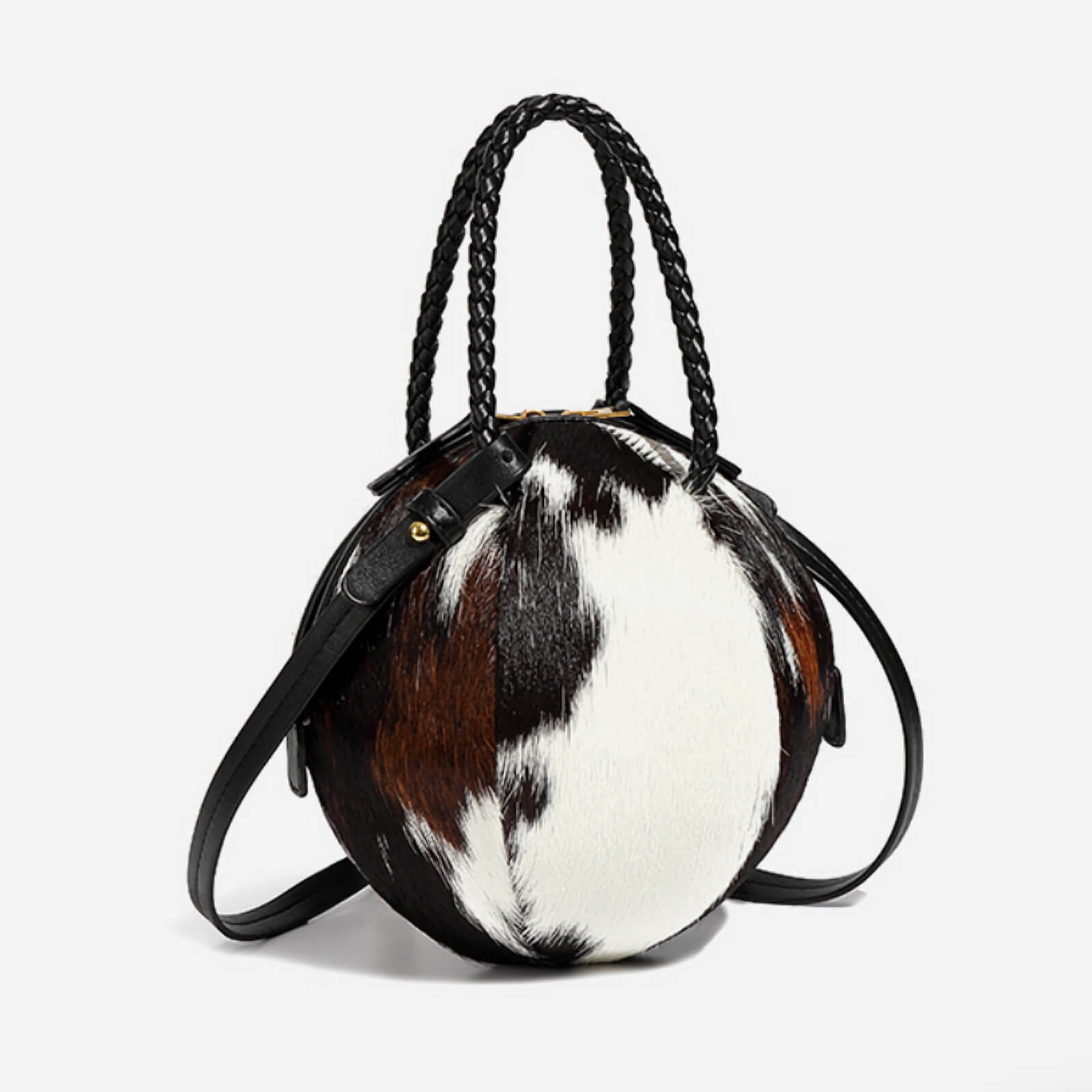Wild Hair-on Leather Circle Bag – Chic Crossbody & Shoulder Design