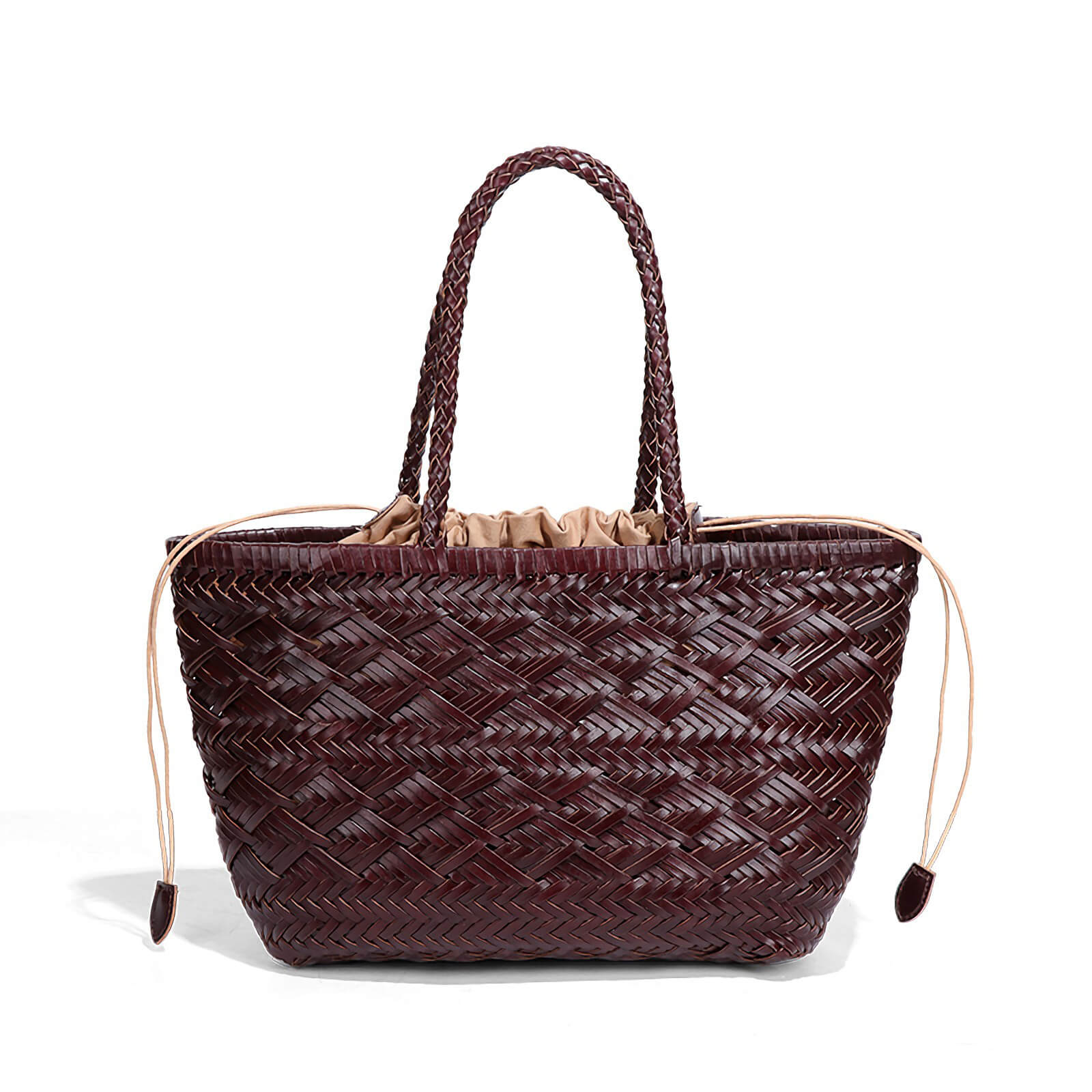 handmade leather woven tote