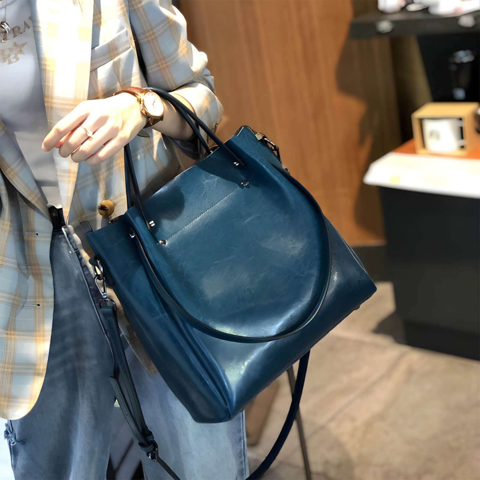high quality leather bag for office