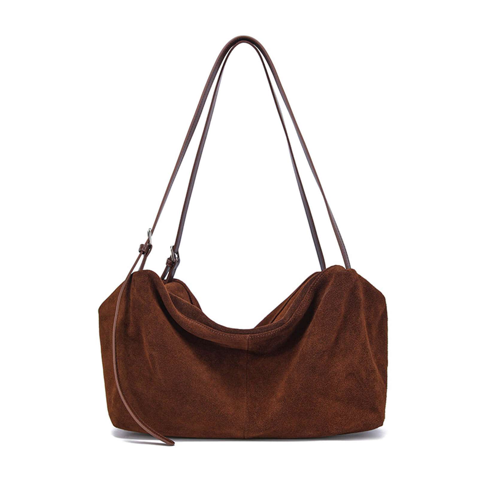 Large Suede Leather Tote Bag | Slouchy Pillow Bag for Work & Everyday