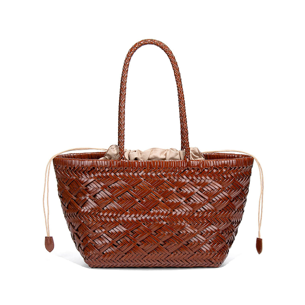 minimalist woven leather tote