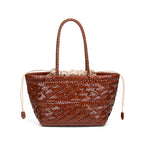 minimalist woven leather tote