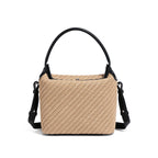 neutral woven shoulder bag