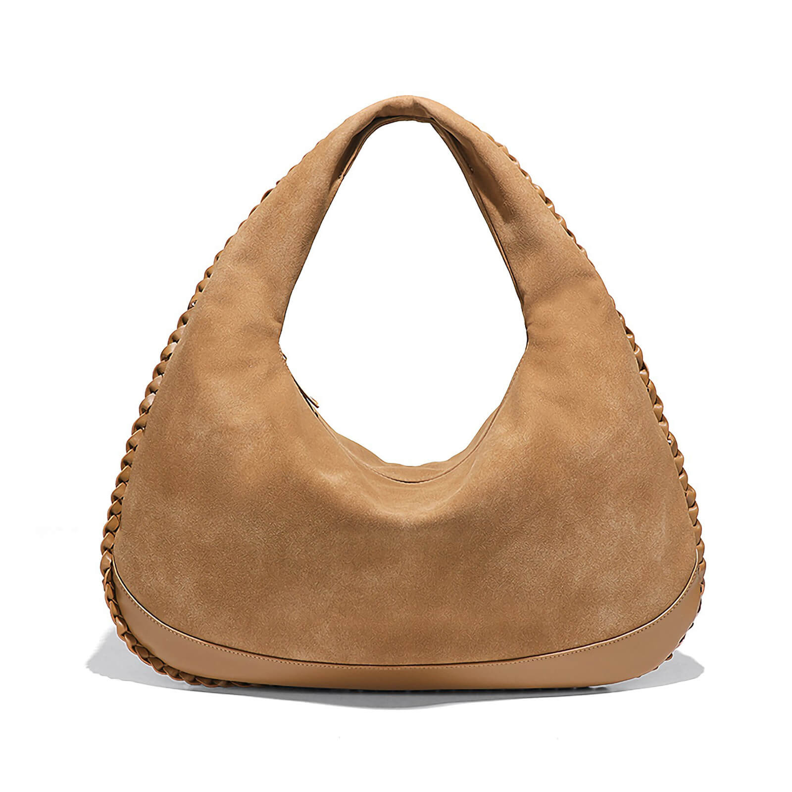 Suede Woven Hobo Shoulder Bag - Slouchy Textured Bag with Adjustable Strap