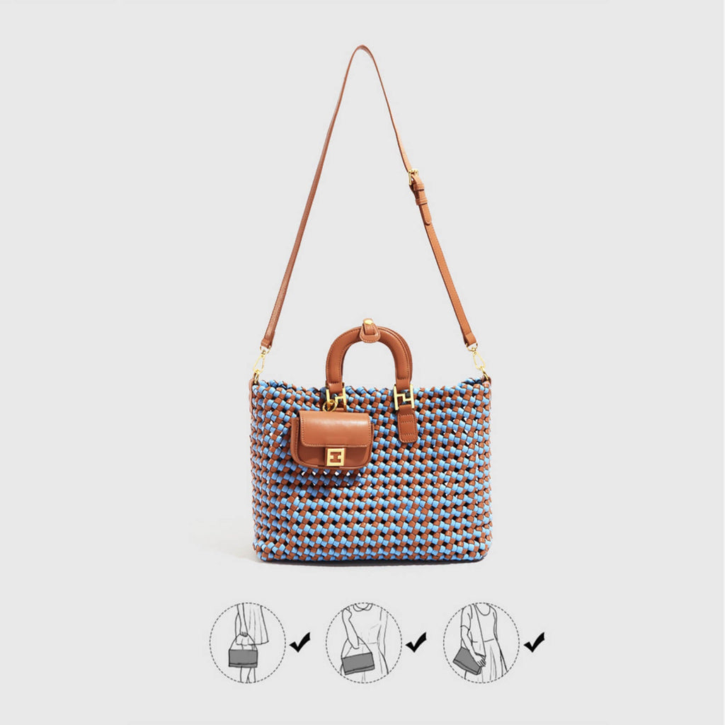 top handle woven bag