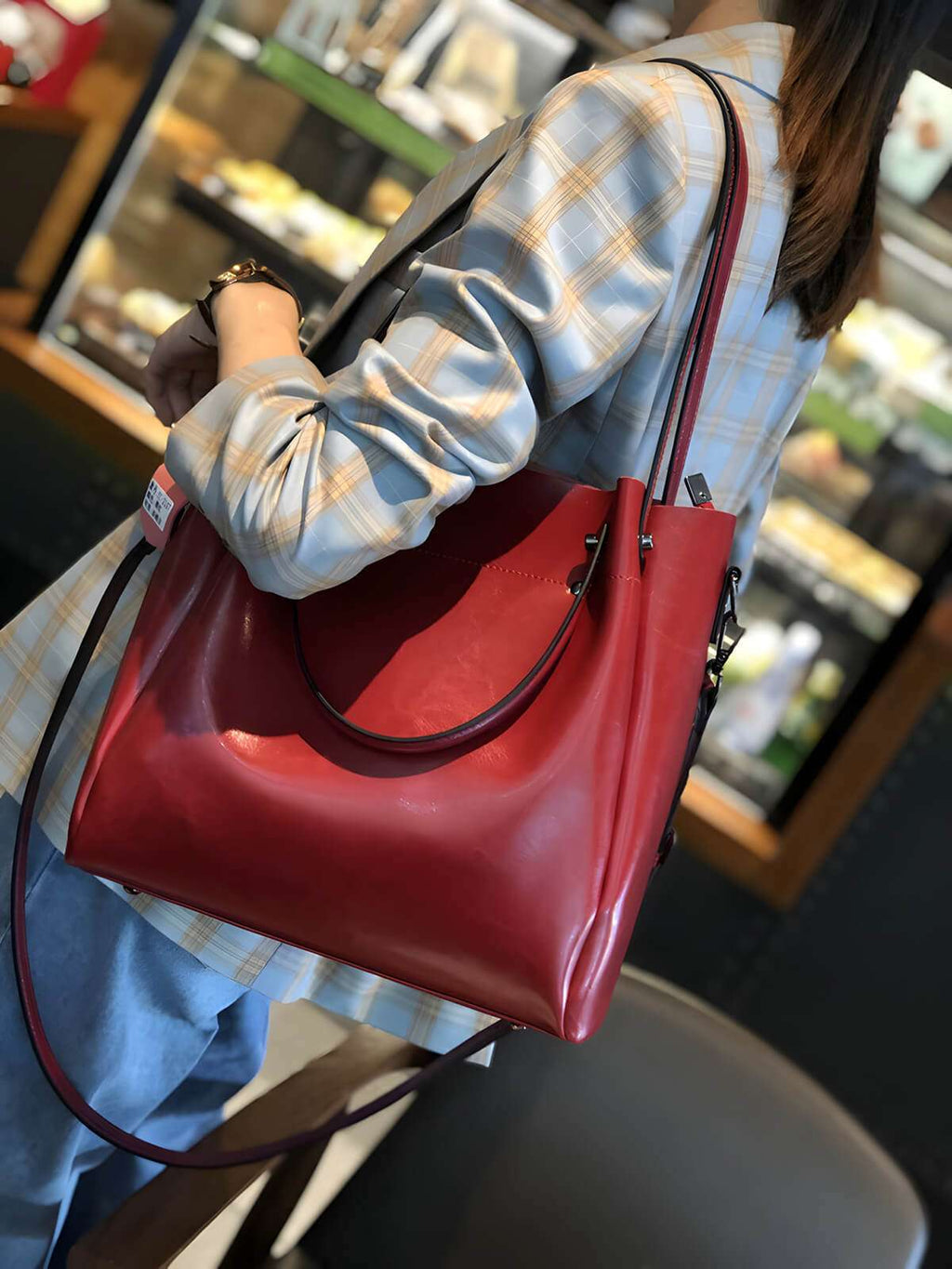 waxed leather laptop tote bag