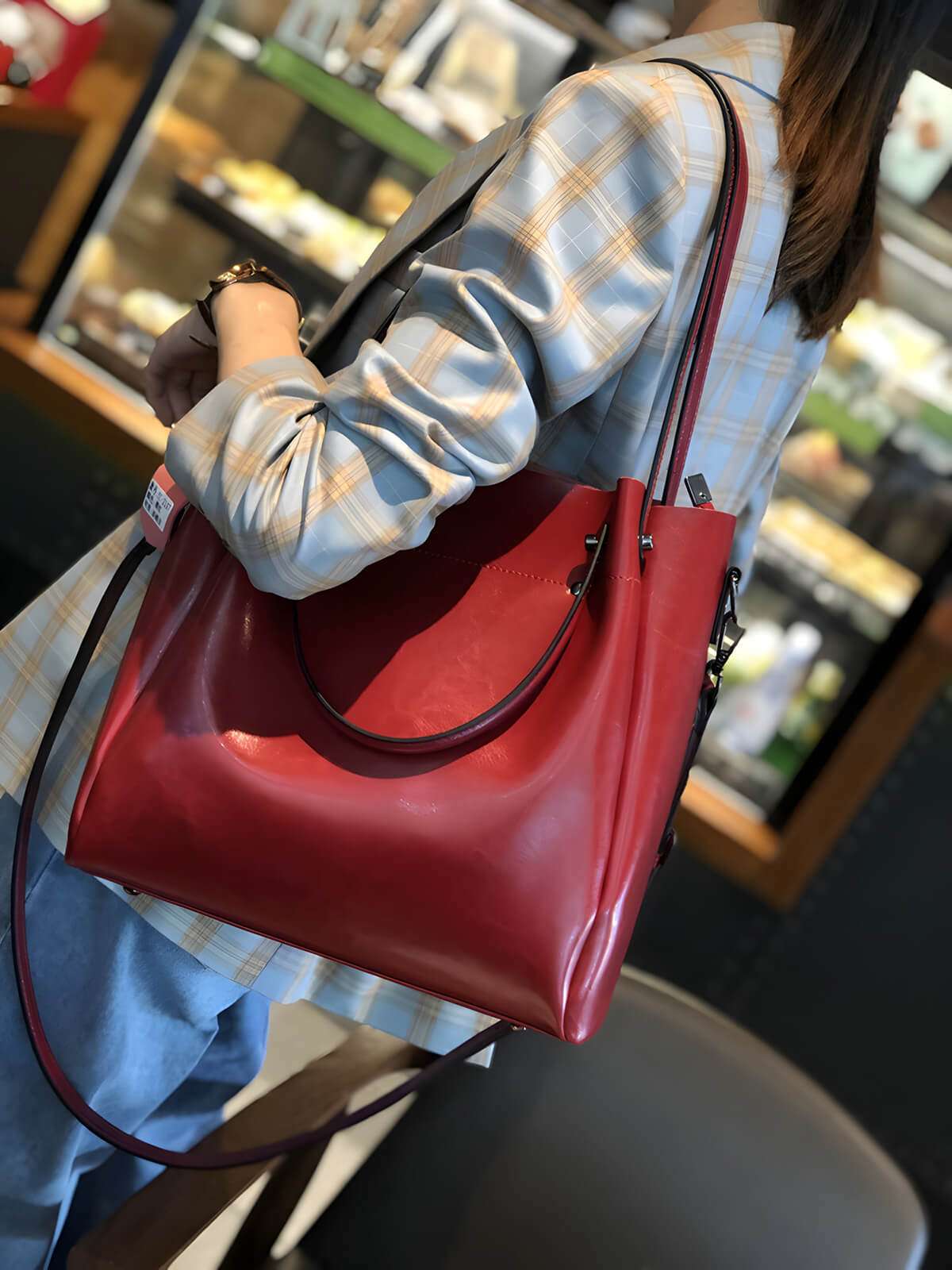 waxed leather laptop tote bag