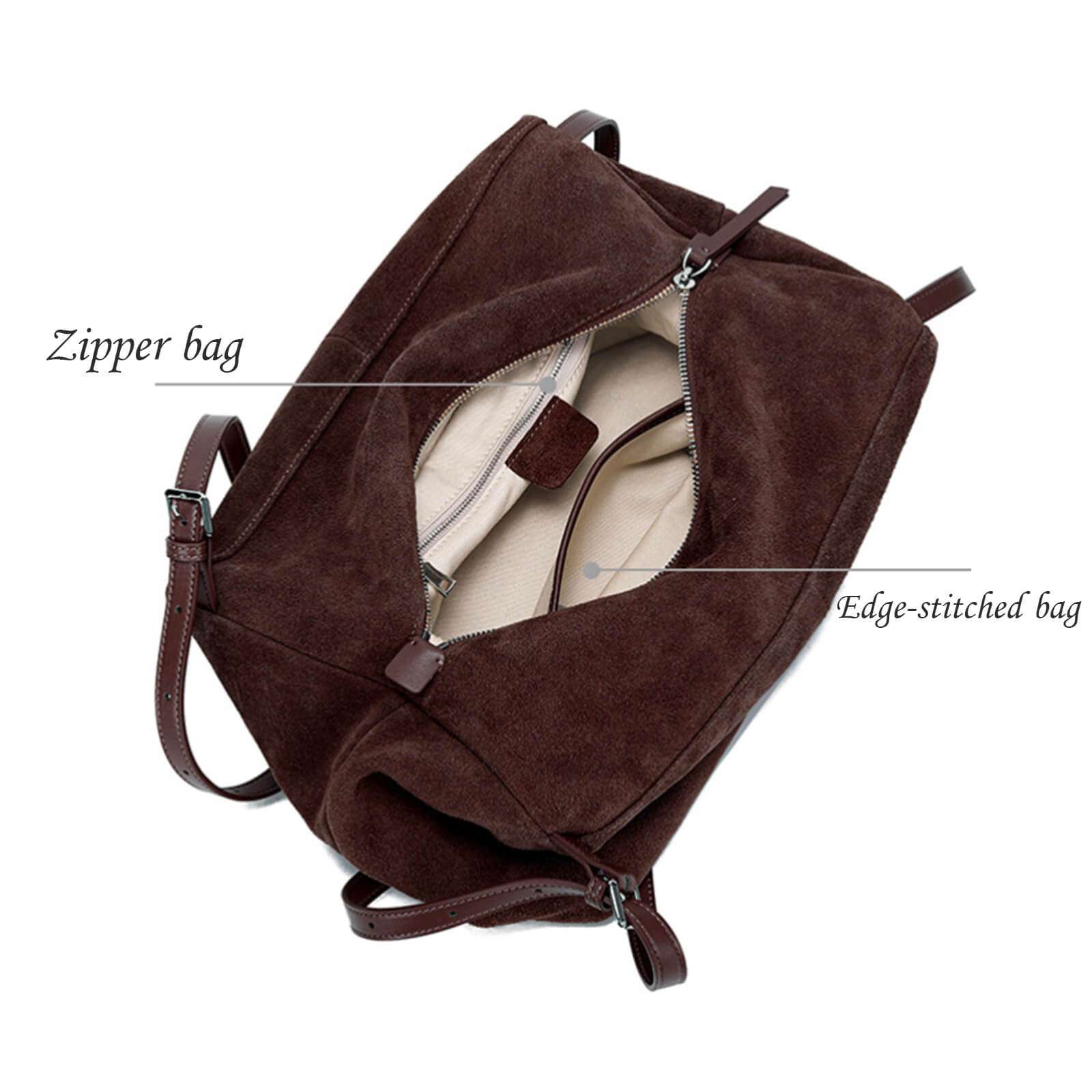 weekender bag suede leather women