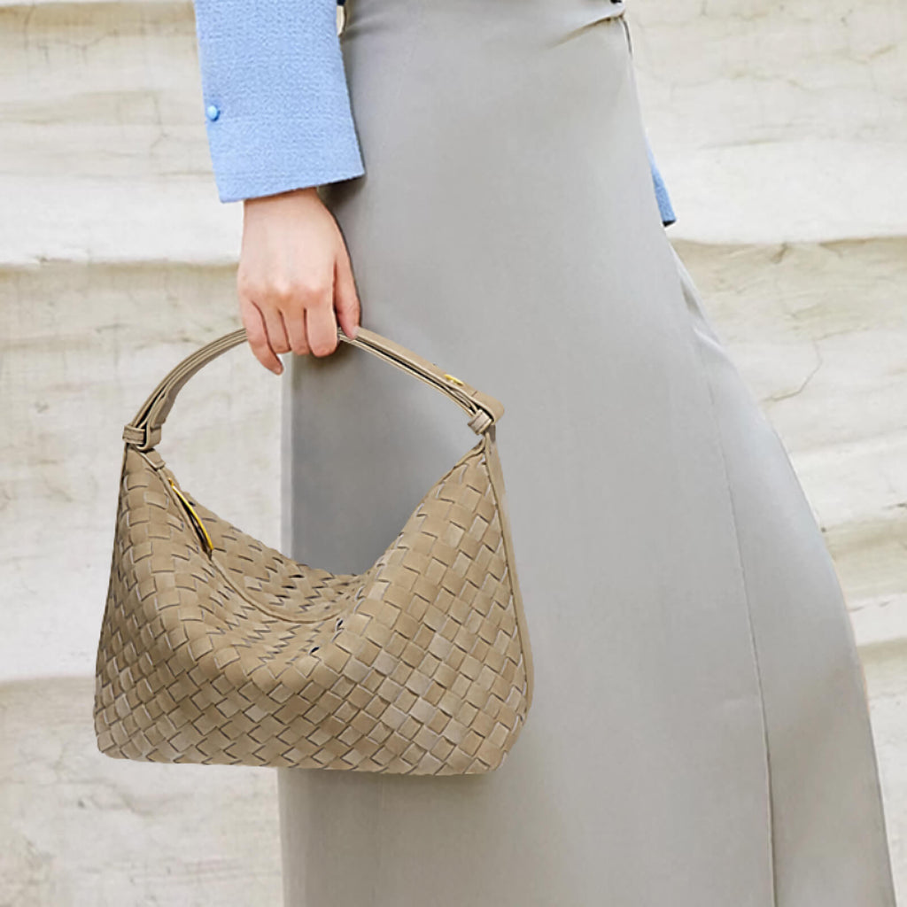 woven top handle purse